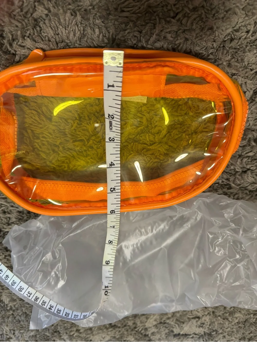 Clear Orange Vinyl Cosmetic Case / Makeup Bag